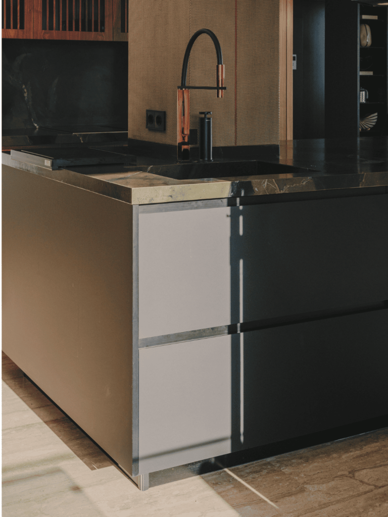 Isla de cocina moderna y elegante personalziada con tableros de DM